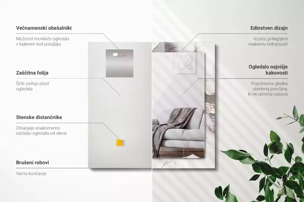 Obdélníkové dekorační zrcadlo Abstraktní mramorové umění