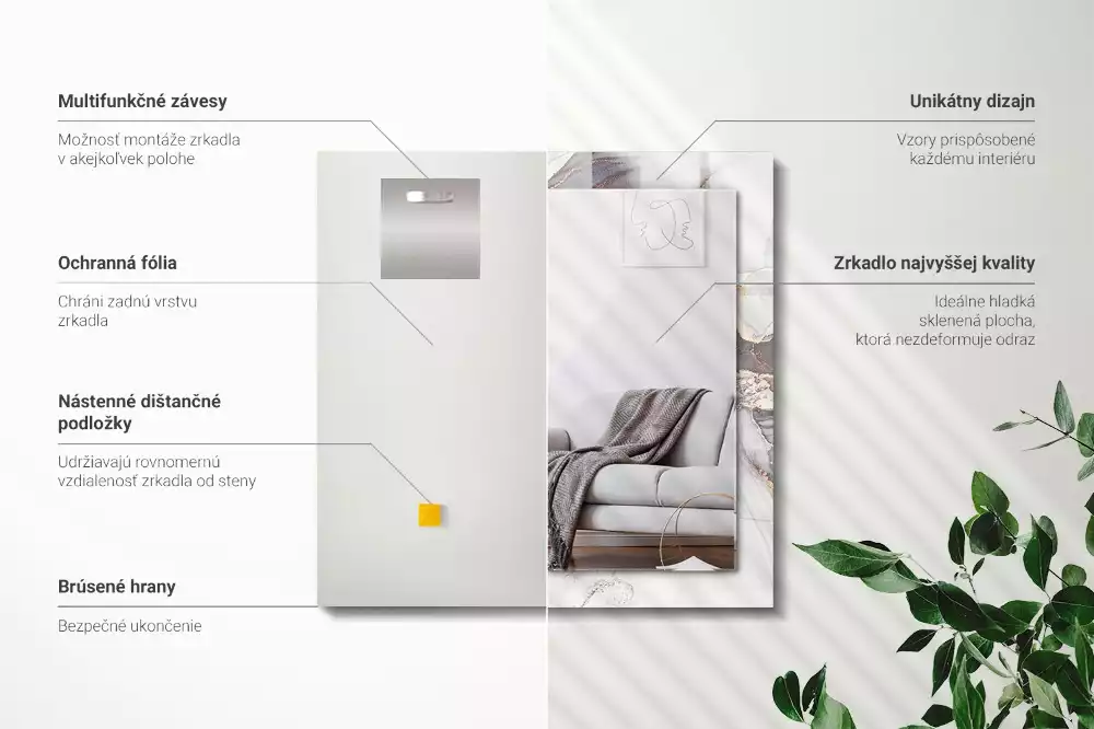 Obdélníkové dekorační zrcadlo Abstraktní mramorové umění