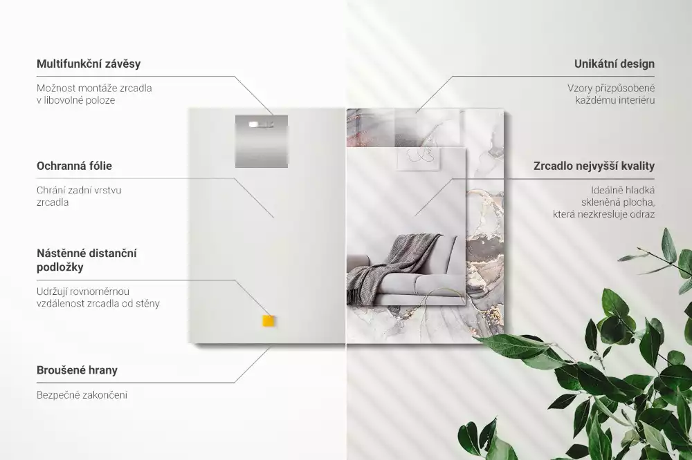 Obdélníkové dekorační zrcadlo Abstraktní mramorové umění