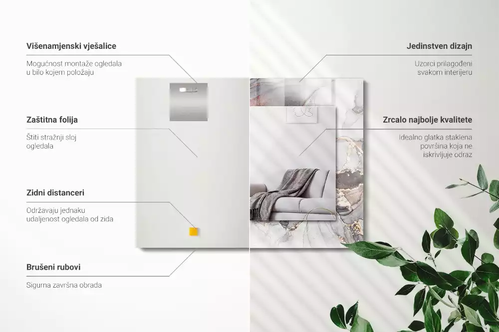 Obdélníkové dekorační zrcadlo Abstraktní mramorové umění