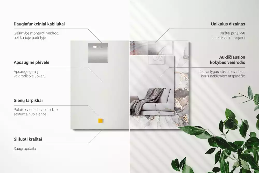 Obdélníkové dekorační zrcadlo Abstraktní mramorové umění