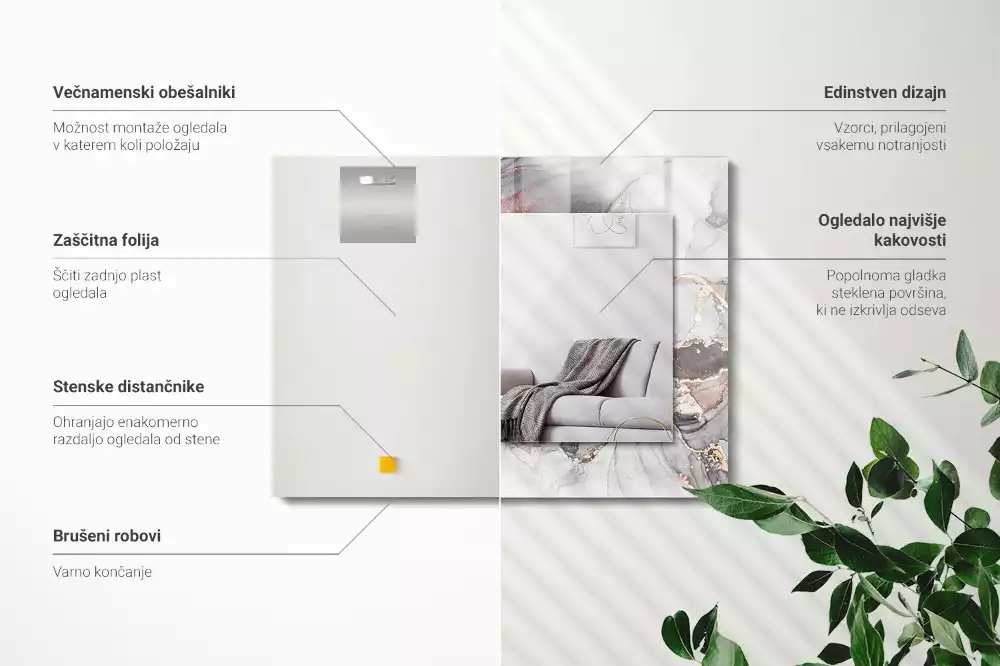 Obdélníkové dekorační zrcadlo Abstraktní mramorové umění