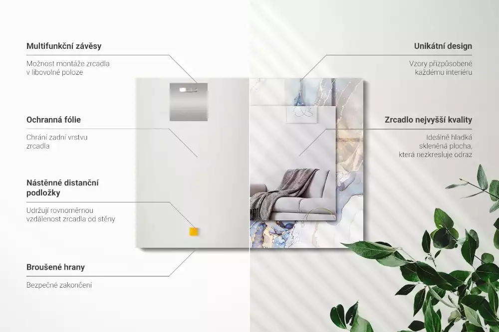 Obdélníkové dekorační zrcadlo Abstraktní mramorové umění