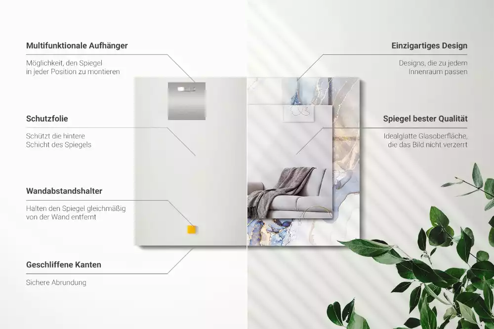 Obdélníkové dekorační zrcadlo Abstraktní mramorové umění