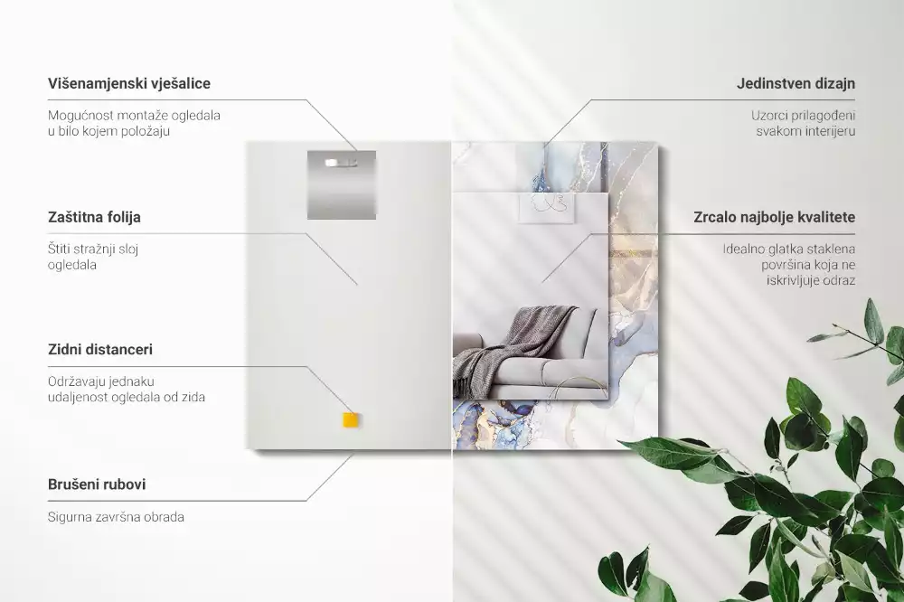 Obdélníkové dekorační zrcadlo Abstraktní mramorové umění
