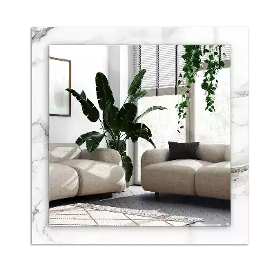 Obdélníkové dekorační zrcadlo Bílý mramorový vzor