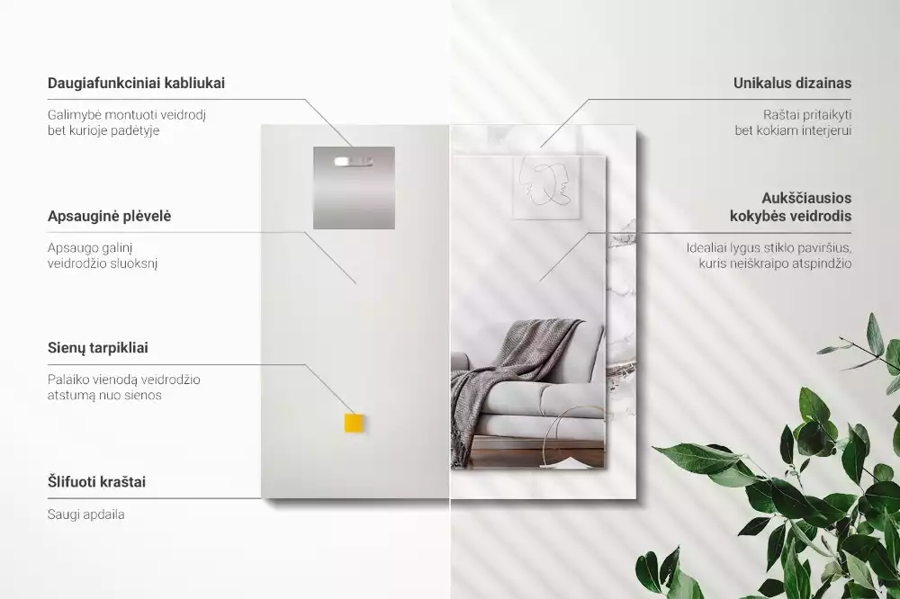 Obdélníkové dekorační zrcadlo Bílý mramorový vzor