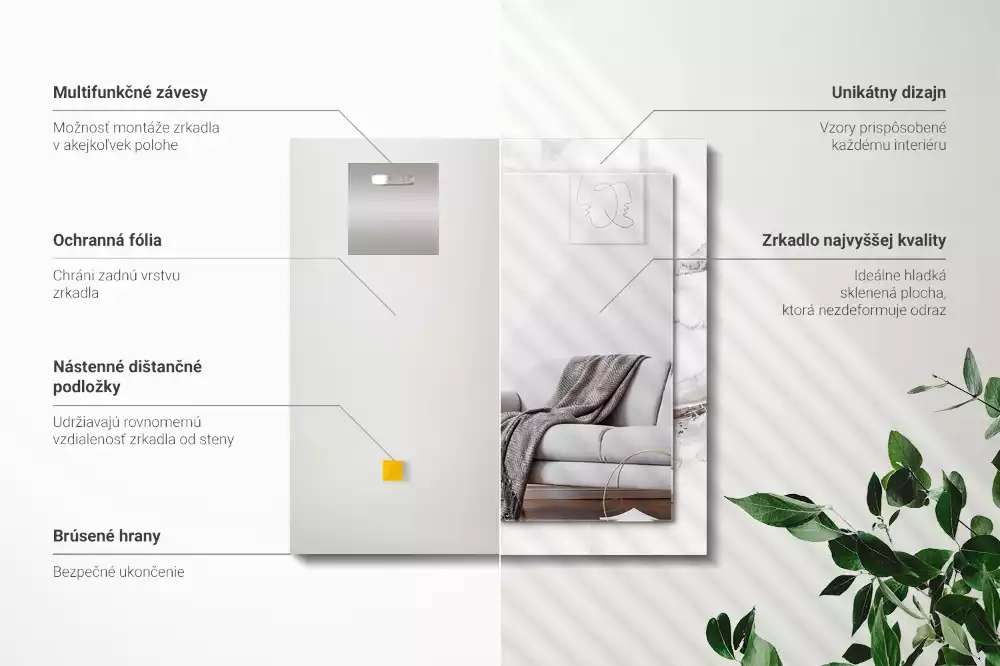 Obdélníkové dekorační zrcadlo Bílý mramorový vzor