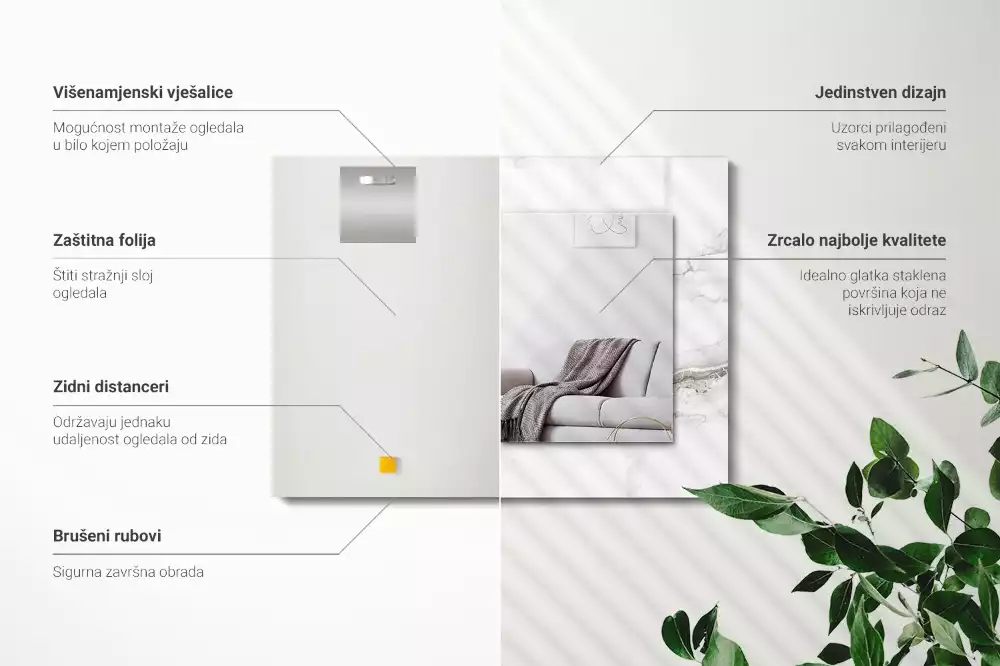 Obdélníkové dekorační zrcadlo Bílý mramorový vzor