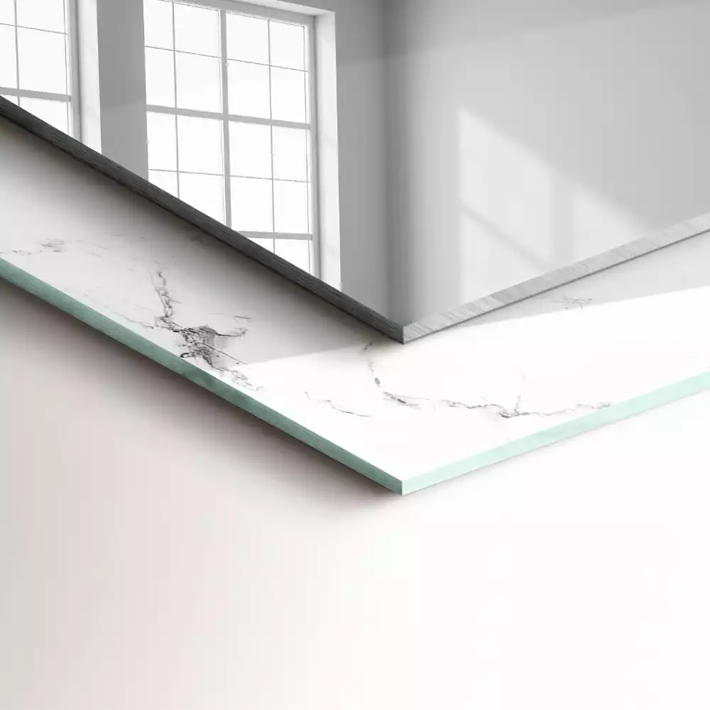 Obdélníkové dekorační zrcadlo Bílý mramorový vzor