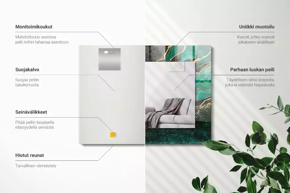 Obdélníkové dekorační zrcadlo Zelené abstraktní vzory