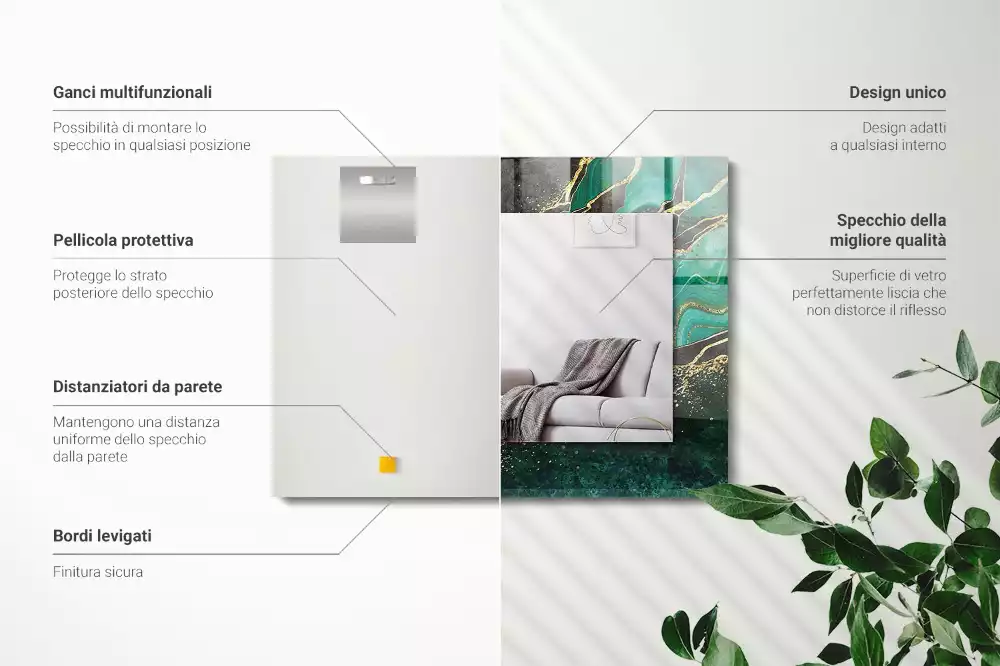 Obdélníkové dekorační zrcadlo Zelené abstraktní vzory