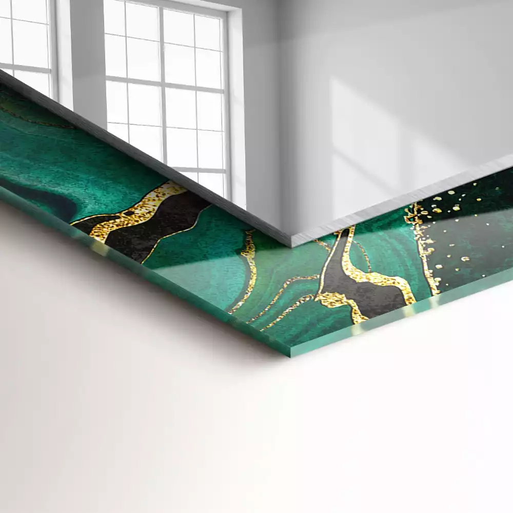 Obdélníkové dekorační zrcadlo Zelené abstraktní vzory
