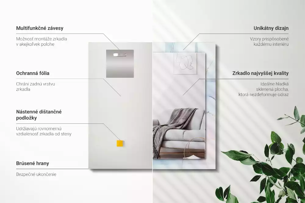 Obdélníkové dekorační zrcadlo Abstraktní akvarel