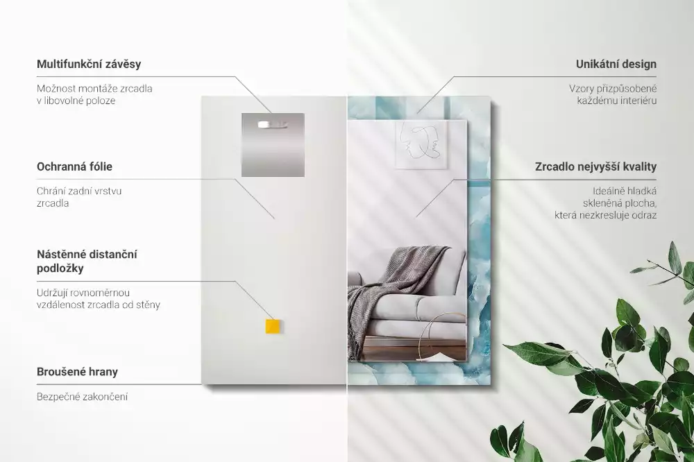 Obdélníkové dekorační zrcadlo Textura modrého mramoru