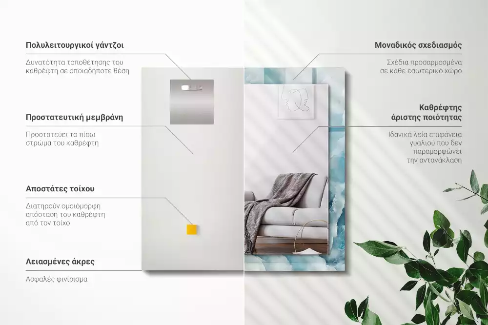 Obdélníkové dekorační zrcadlo Textura modrého mramoru