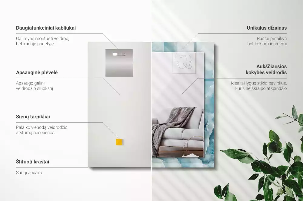 Obdélníkové dekorační zrcadlo Textura modrého mramoru