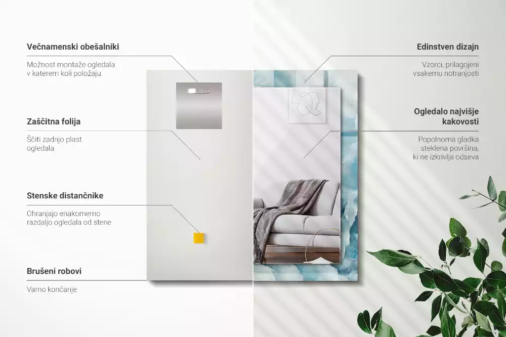 Obdélníkové dekorační zrcadlo Textura modrého mramoru