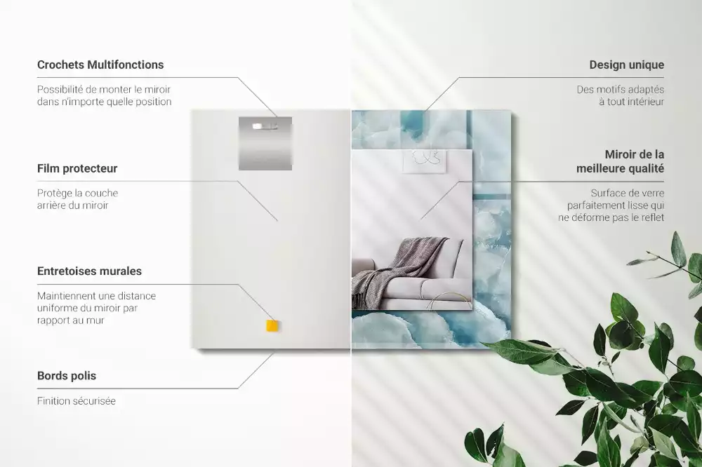 Obdélníkové dekorační zrcadlo Textura modrého mramoru