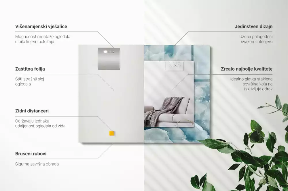 Obdélníkové dekorační zrcadlo Textura modrého mramoru