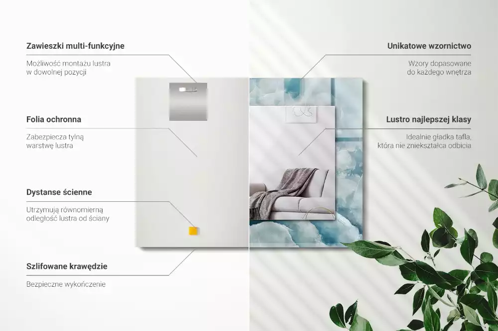 Obdélníkové dekorační zrcadlo Textura modrého mramoru