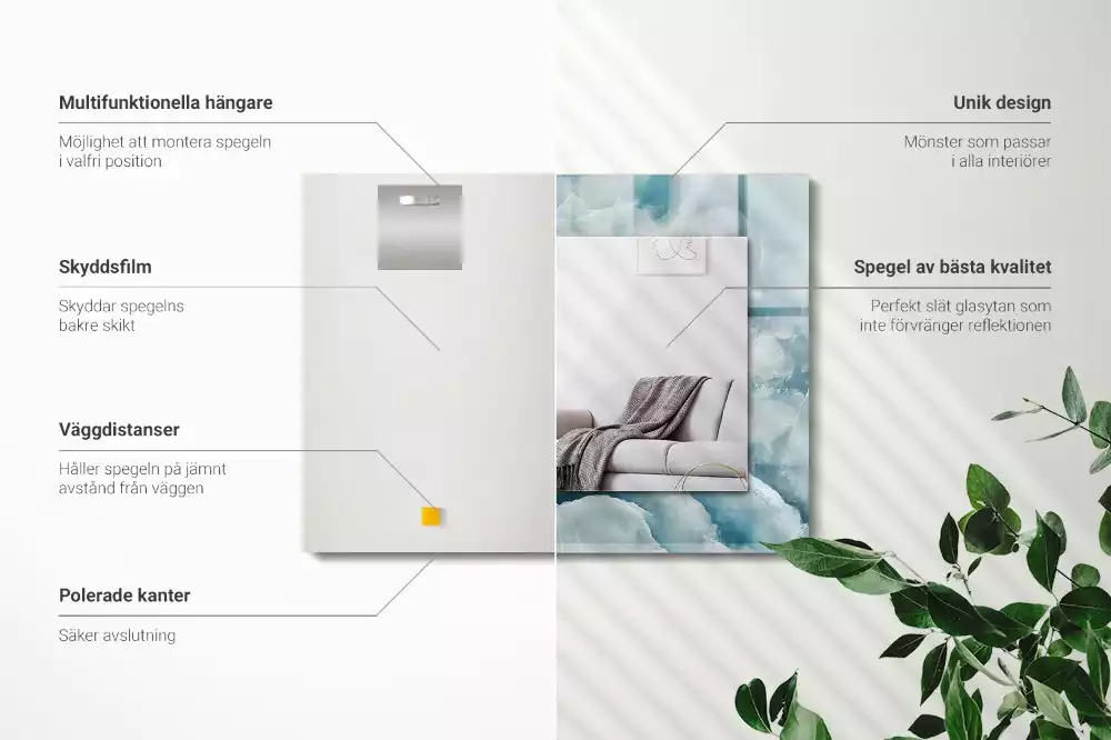 Obdélníkové dekorační zrcadlo Textura modrého mramoru