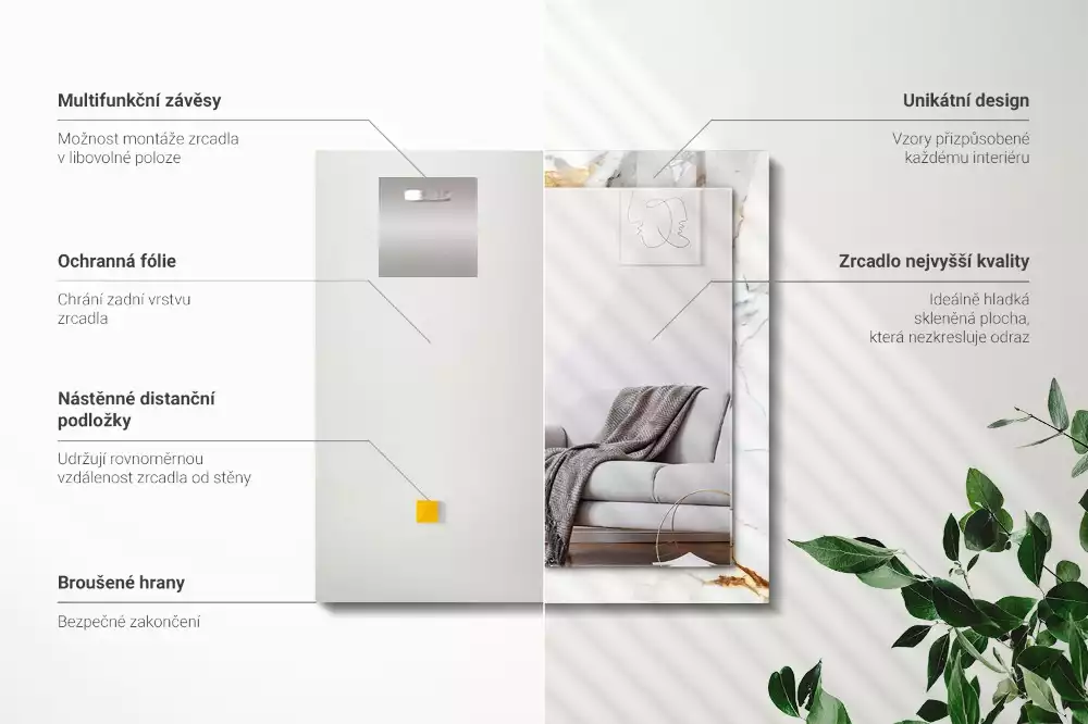 Obdélníkové dekorační zrcadlo Mramor s žilami