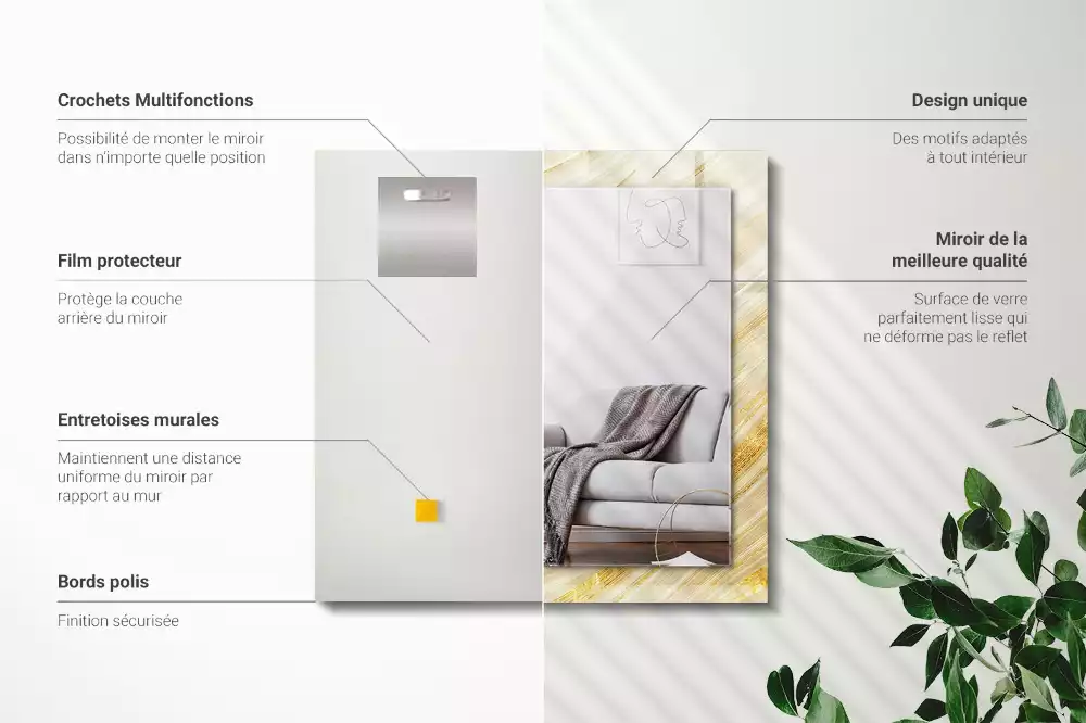 Obdélníkové dekorační zrcadlo Žluté abstraktní čáry