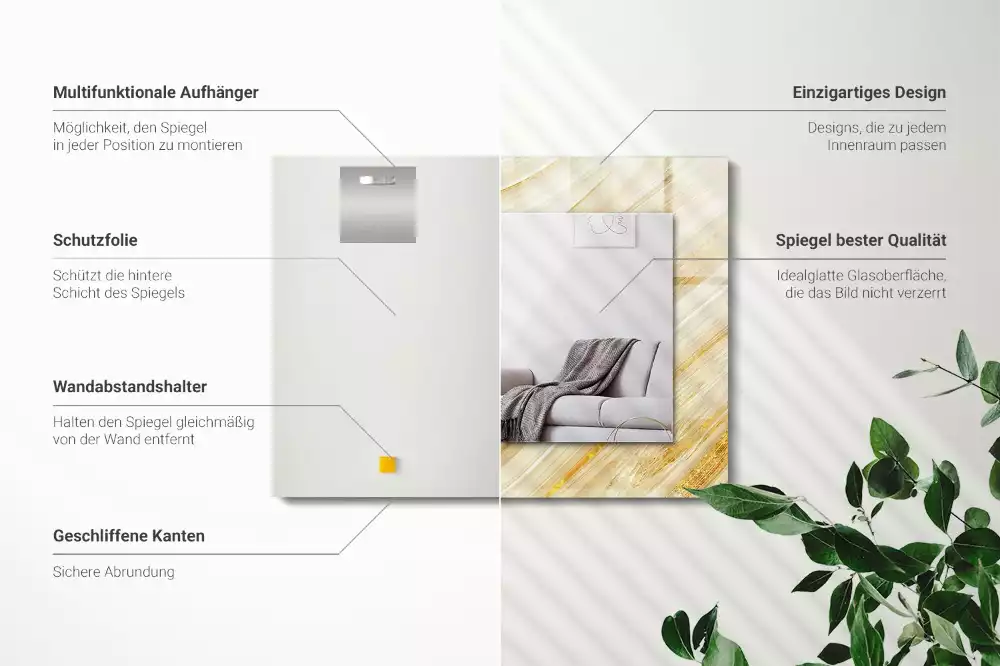 Obdélníkové dekorační zrcadlo Žluté abstraktní čáry