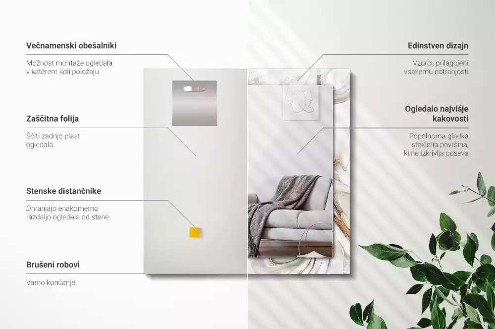 Obdélníkové dekorační zrcadlo Abstraktní mramorový vzor