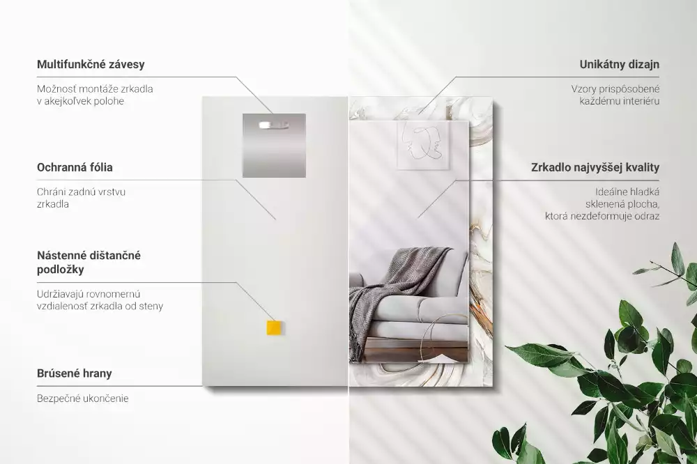 Obdélníkové dekorační zrcadlo Abstraktní mramorový vzor