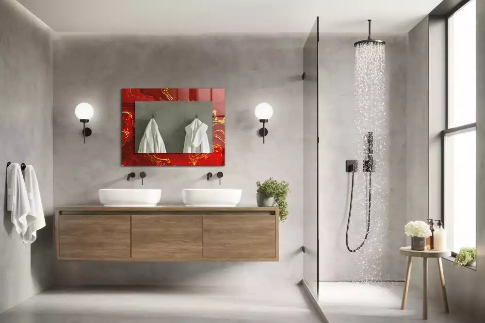 Obdélníkové dekorační zrcadlo Abstraktní červená barva