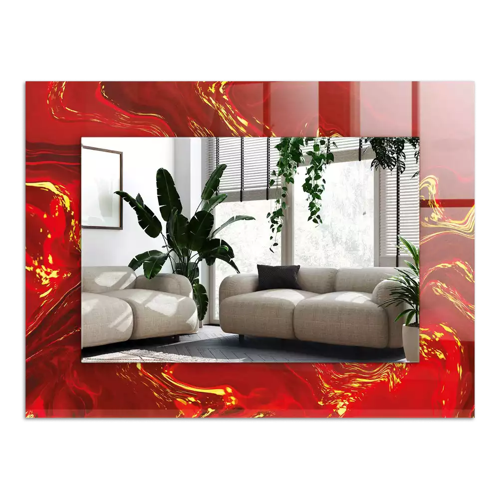 Obdélníkové dekorační zrcadlo Abstraktní červená barva