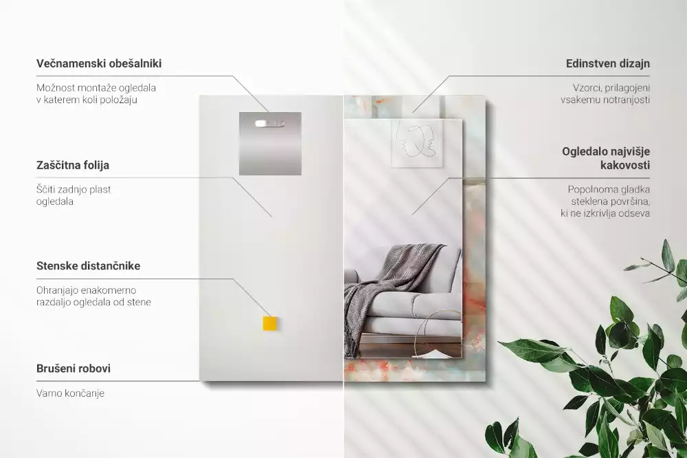 Obdélníkové dekorační zrcadlo Abstraktní barevné textury