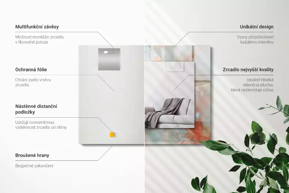 Obdélníkové dekorační zrcadlo Abstraktní barevné textury