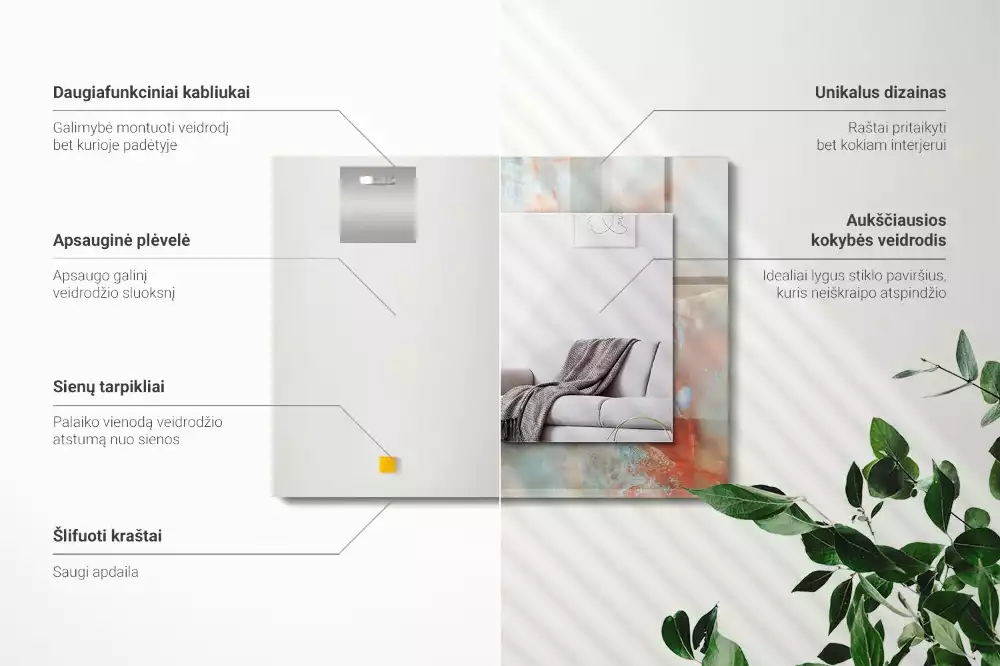 Obdélníkové dekorační zrcadlo Abstraktní barevné textury