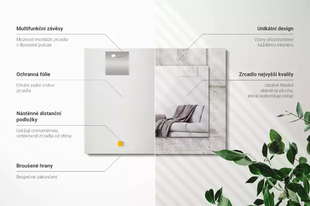 Obdélníkové dekorační zrcadlo Popraskaná betonová zeď