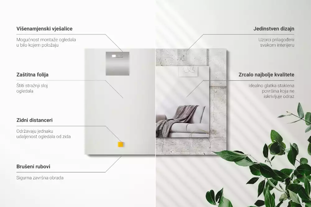 Obdélníkové dekorační zrcadlo Popraskaná betonová zeď