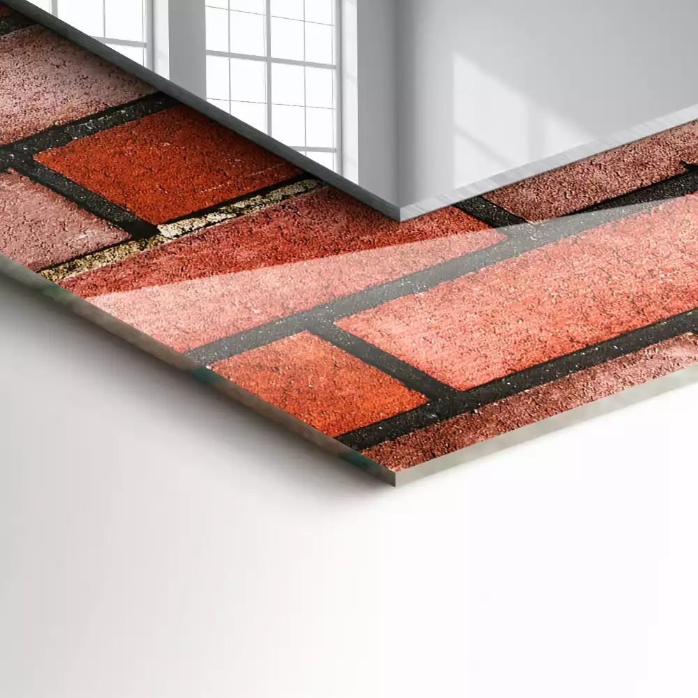 Obdélníkové dekorační zrcadlo Červená cihlová zeď