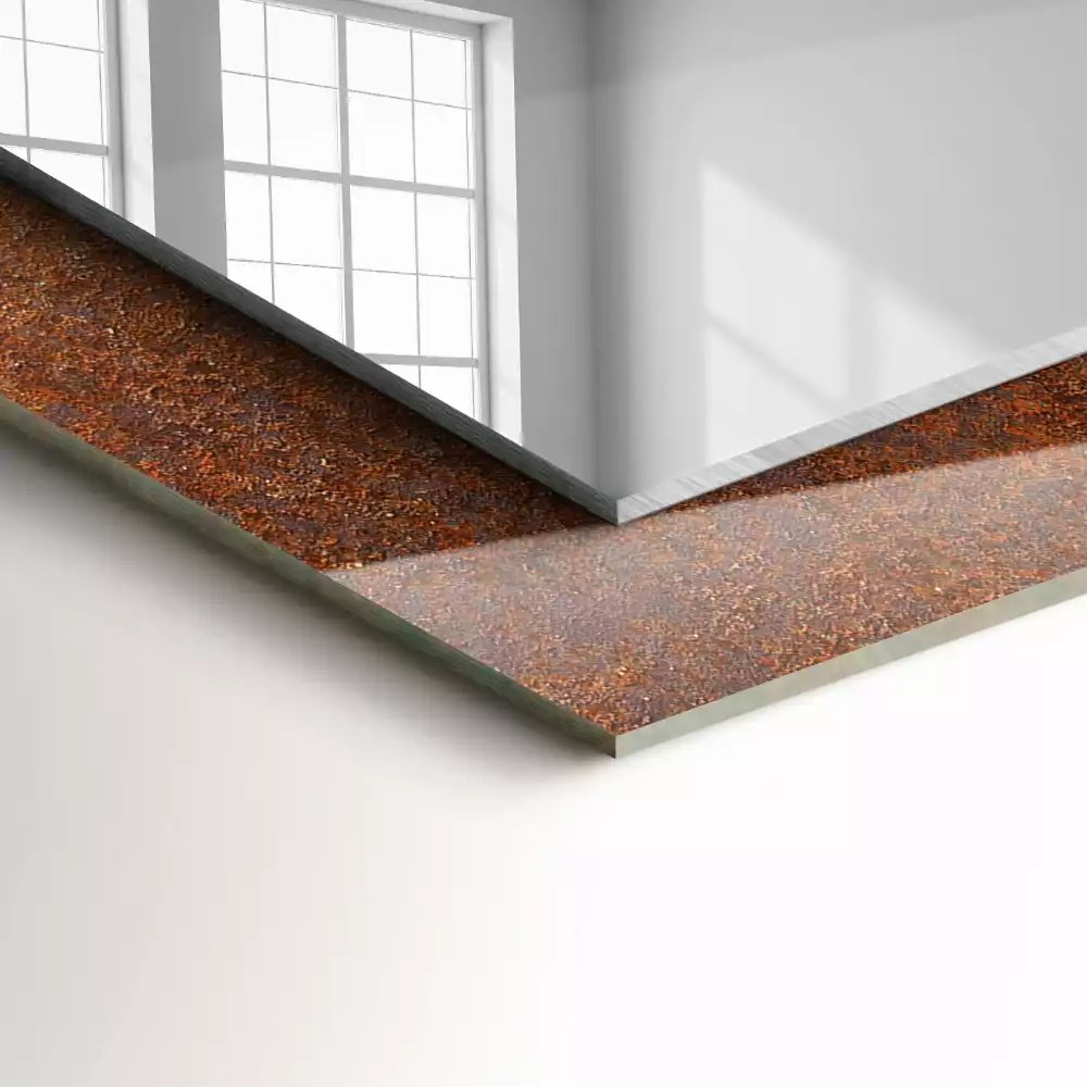 Obdélníkové dekorační zrcadlo Rezavý kovový povrch