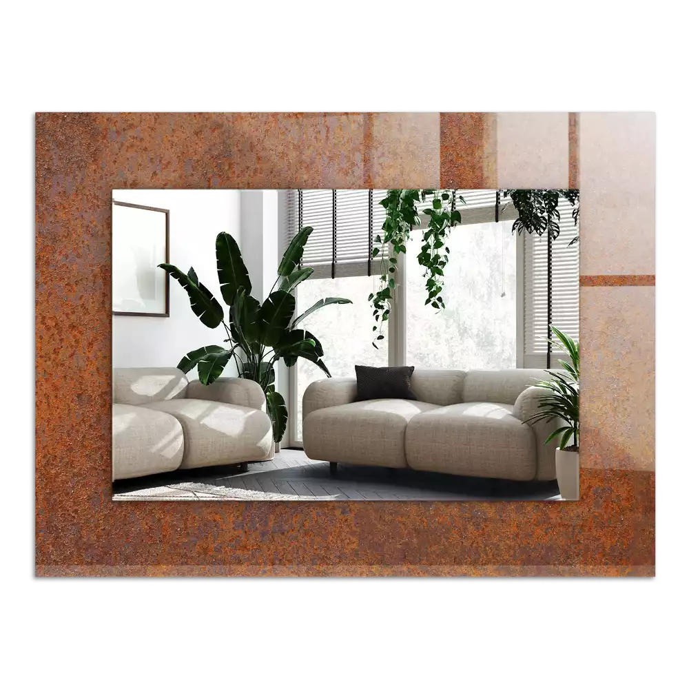 Obdélníkové dekorační zrcadlo Rezavý kovový povrch