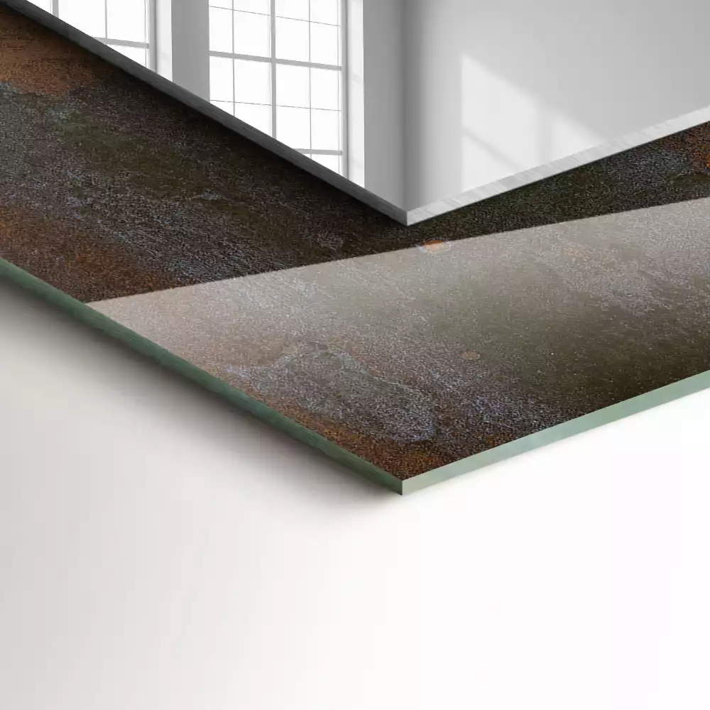 Obdélníkové dekorační zrcadlo Módní rezavý kov