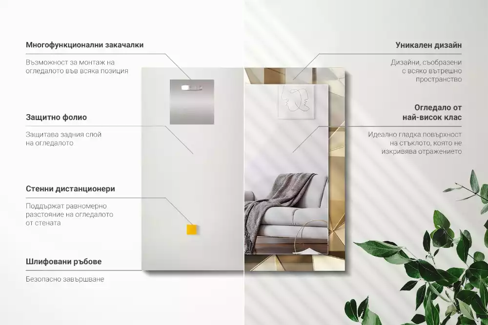 Obdélníkové dekorační zrcadlo Geometrické tvary