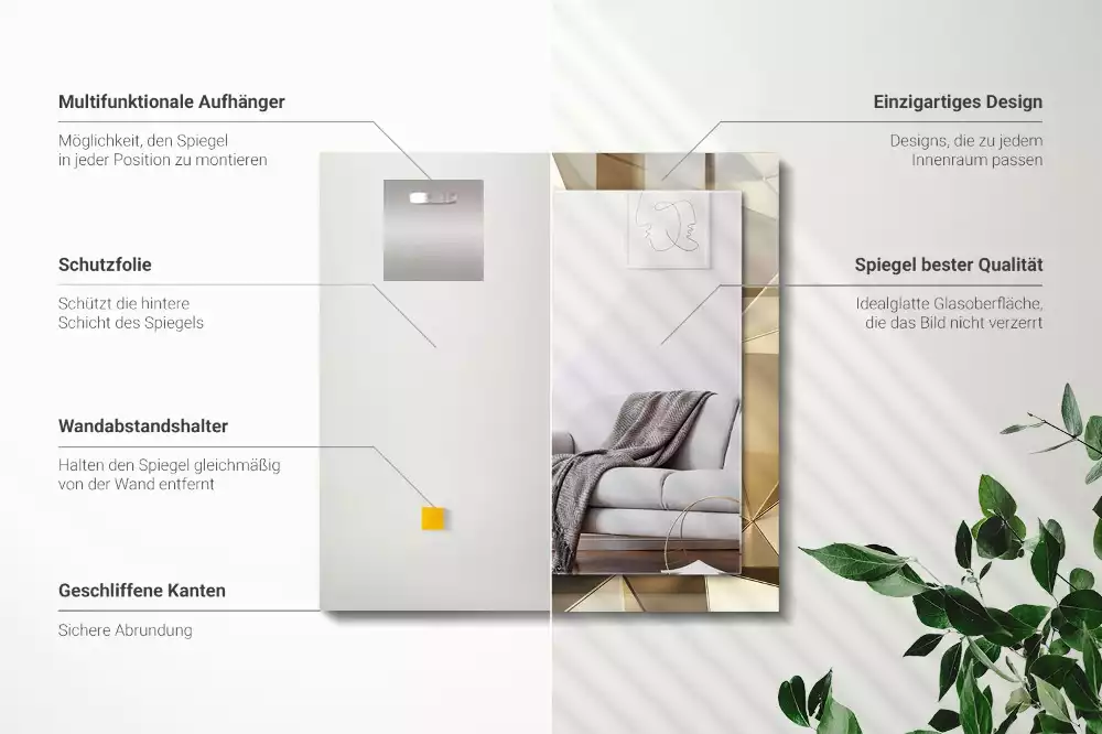 Obdélníkové dekorační zrcadlo Geometrické tvary