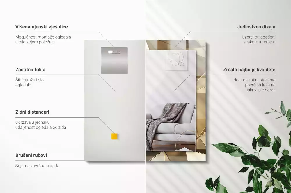 Obdélníkové dekorační zrcadlo Geometrické tvary