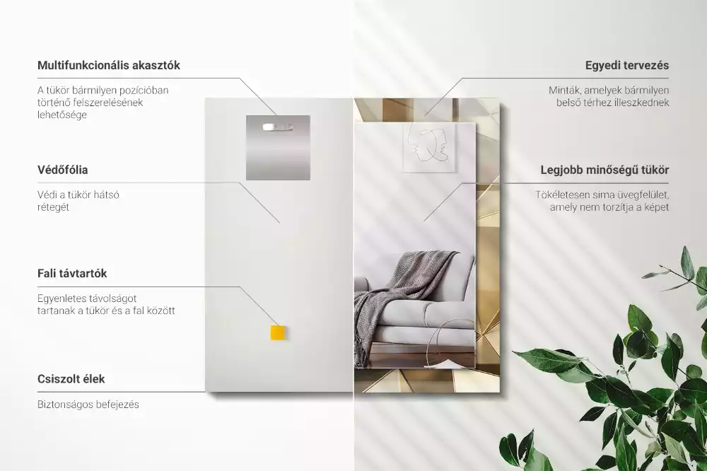 Obdélníkové dekorační zrcadlo Geometrické tvary