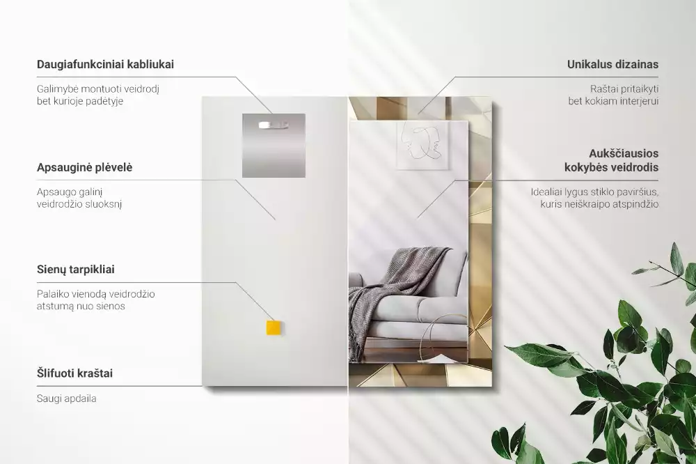 Obdélníkové dekorační zrcadlo Geometrické tvary