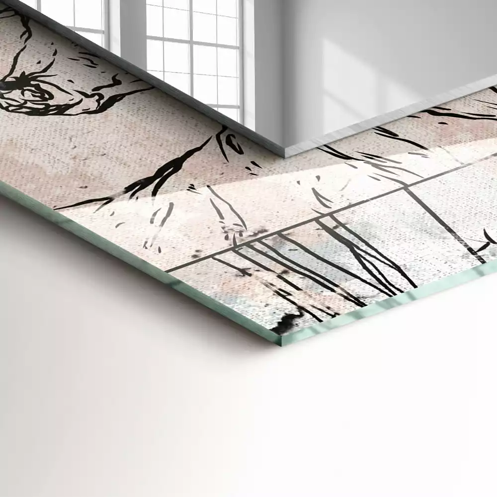 Obdélníkové dekorační zrcadlo Jelení liška rostliny