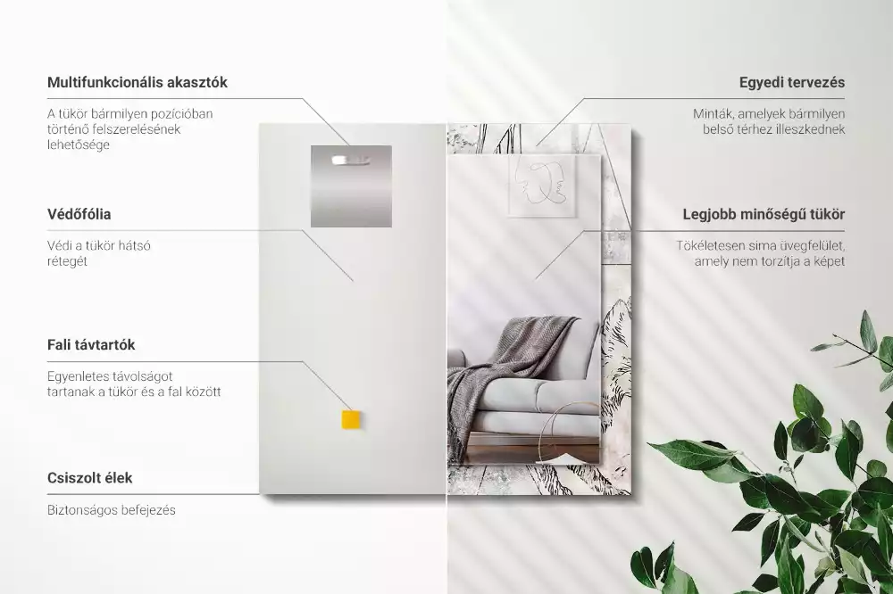 Obdélníkové dekorační zrcadlo Jelení liška rostliny