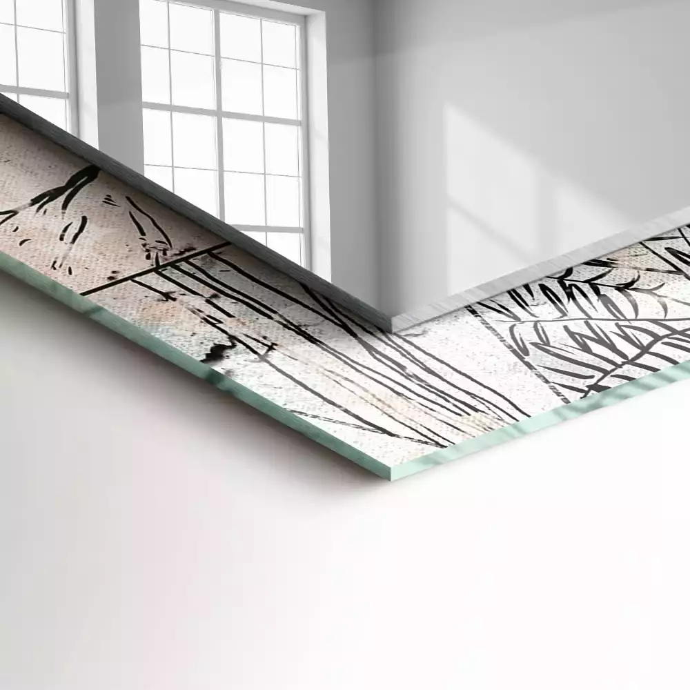 Obdélníkové dekorační zrcadlo Jelení liška rostliny